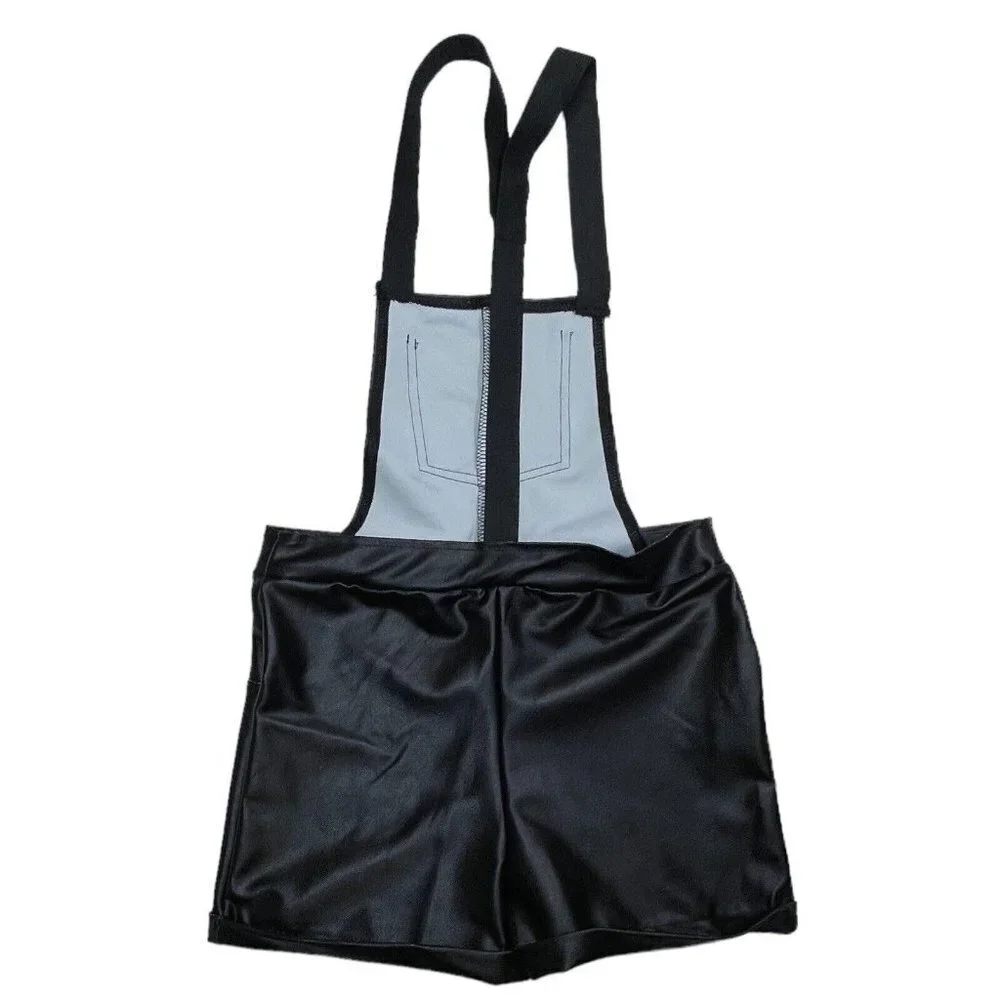 WEISSMAN Short Overall Dance Costume Girls MC/SC Black Leather-Look Hip Hop Jazz